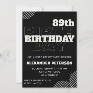 Cartes d'invitation pour les 89 ans d'hommes noirs
