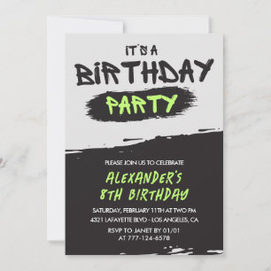 Cartes d'invitation pour les 8 ans garçon Graffiti