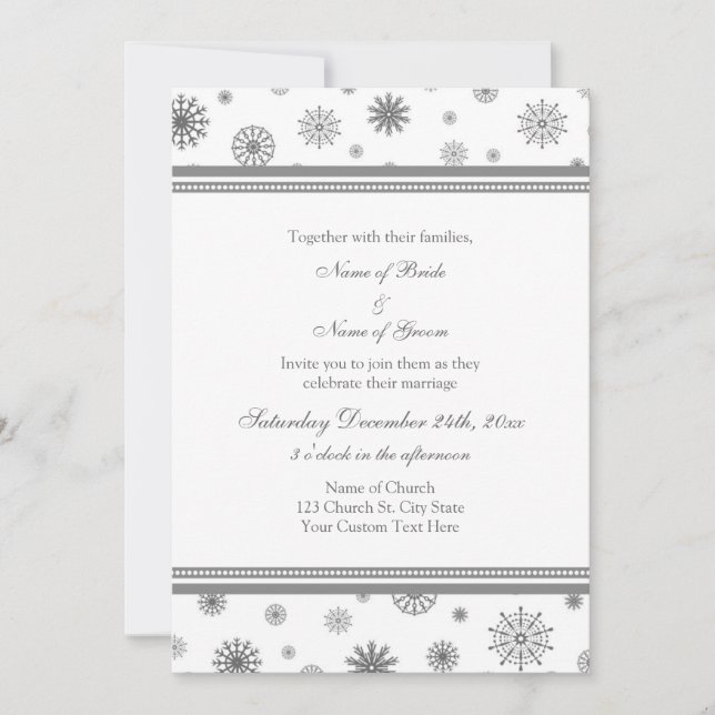 Cartes d'invitation pour mariage hivernal blanc gr (Devant)