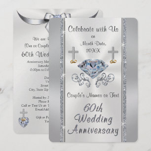 Cartes d'invitation pour noces de diamant chrétien