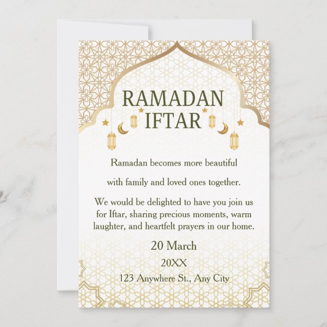 Cartes d'invitation pour Ramadan Mubarak – Iftar d (Devant)