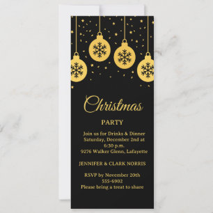 Cartes d'invitation pour sapin de Noël orné d'élém