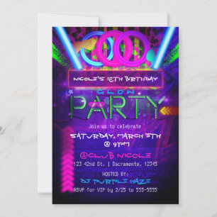 Cartes d'invitation pour soirée club d'anniversair