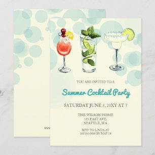 Cartes d'invitation pour soirée cocktail d'été