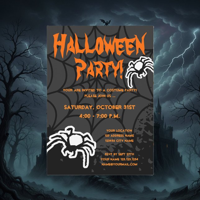 Cartes d'invitation pour soirée de costumes d'Hall (Halloween party invitations)