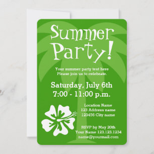 Cartes d'invitation pour soirée d'été avec fleur t