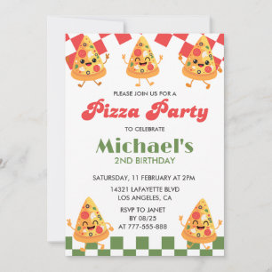 Cartes d'invitation pour un anniversaire Pizza   F