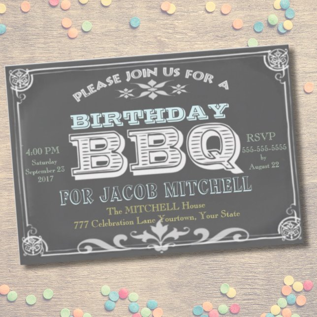 Cartes d'invitation pour un BBQ de fête d'annivers (Créateur téléchargé)