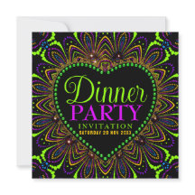 Cartes d'invitation pour un dîner bohème sur le th