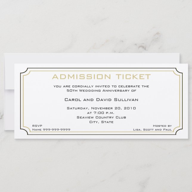 Cartes d'invitation pour un jubilé d'or (Devant)