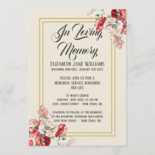 Cartes d'invitation pour un service commémoratif