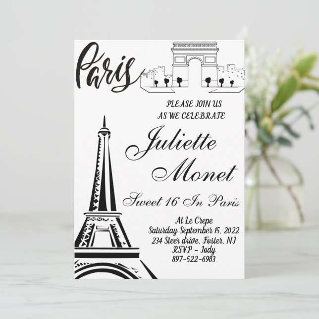 Cartes d'invitation pour un Sweet 16 sur la Tour E (Debout devant)