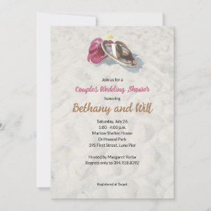 Cartes d'invitation pour une douche de plage avec 