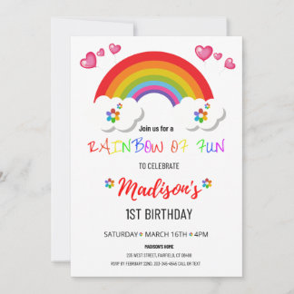 Cartes d'invitation pour une fête arc-en-ciel pour