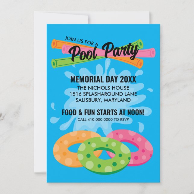 Cartes d'invitation pour une fête au bord de la pi (Devant)