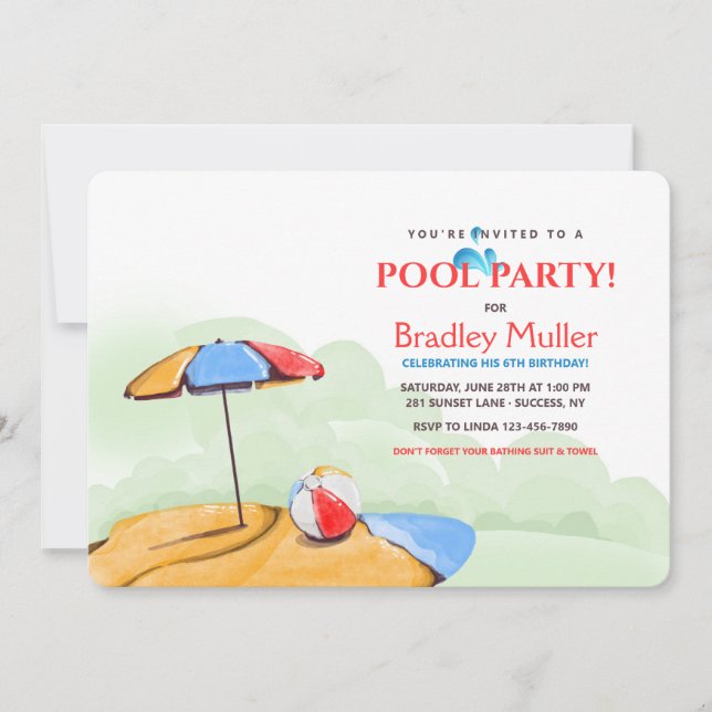 Cartes d'invitation pour une fête au bord de la pi (Devant)