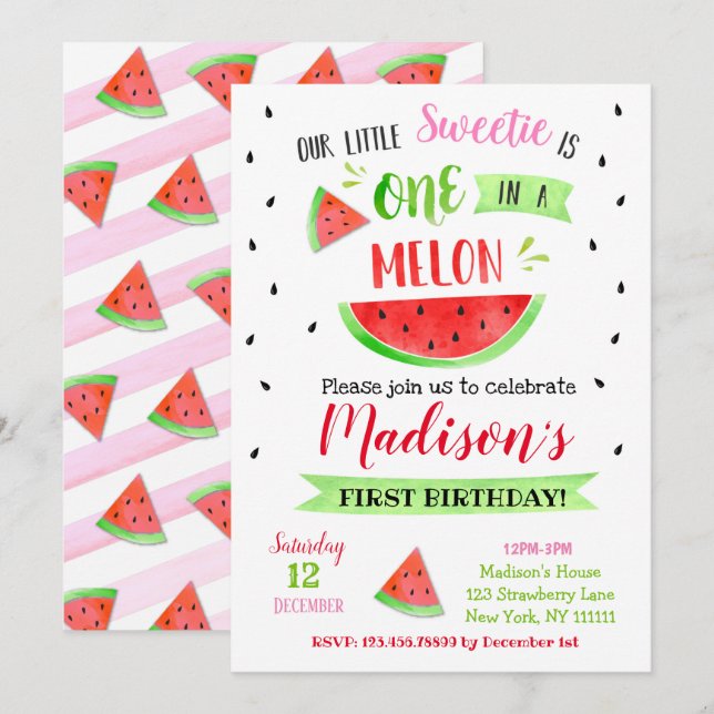 Cartes d'invitation pour une fête d'anniversaire à (Devant / Derrière)