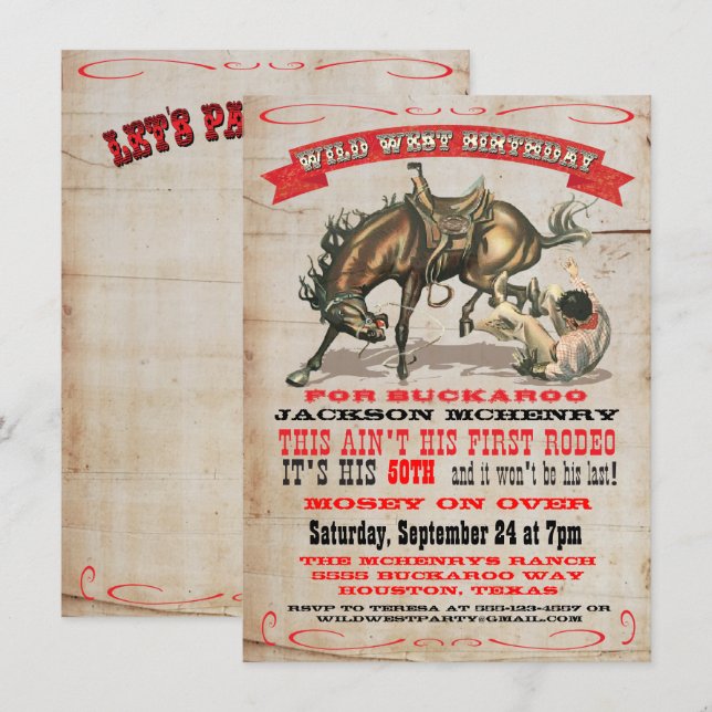 Cartes d'invitation pour une fête d'anniversaire C (Devant / Derrière)