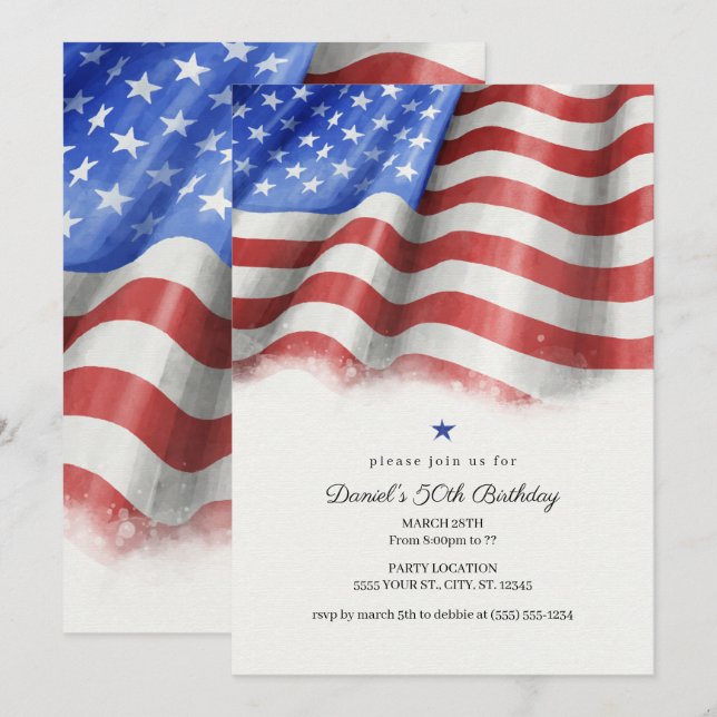 Cartes d'invitation pour une fête d'anniversaire s (Devant / Derrière)