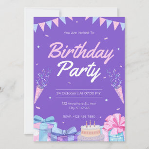 Cartes d'invitation pour une fête d'anniversaire v