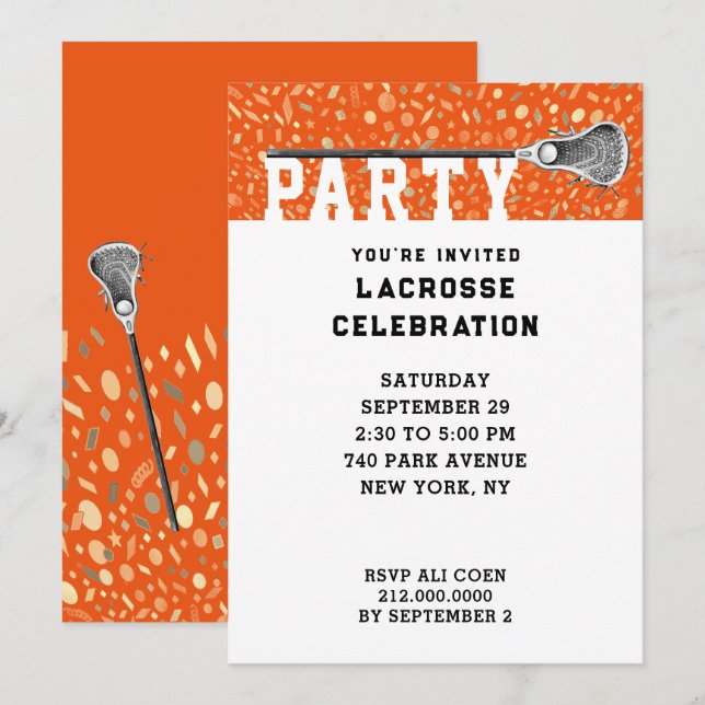 Cartes d'invitation pour une fête de crosse (Devant / Derrière)