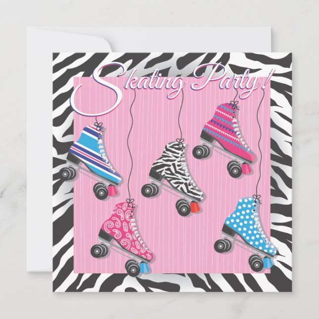 Cartes d'invitation pour une fête de patin à roule (Devant)