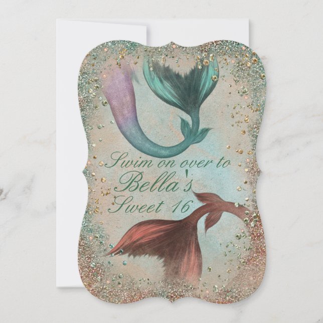 Cartes d'invitation pour une fête de sirène sous l (Devant)