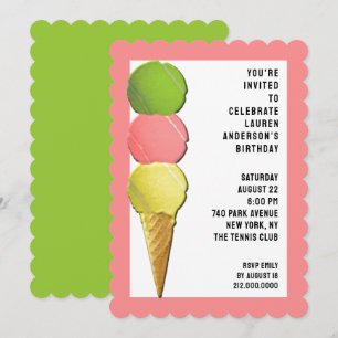 Cartes d'invitation pour une fête de tennis