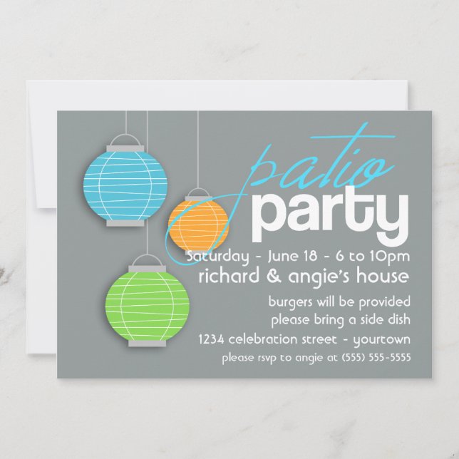 Cartes d'invitation pour une fête d'été sur la ter (Devant)
