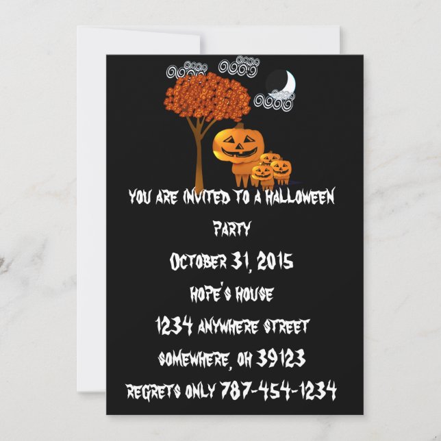 Cartes d'invitation pour une fête d'Halloween avec (Devant)