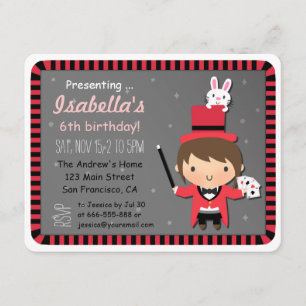 Cartes d'invitation pour une fête magique de fille