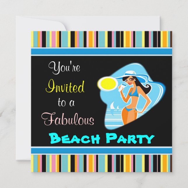 Cartes d'invitation pour une fête sur la plage (Devant)