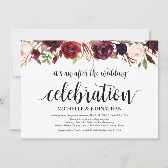 Cartes d'invitation pour une réception de mariage  (Devant)
