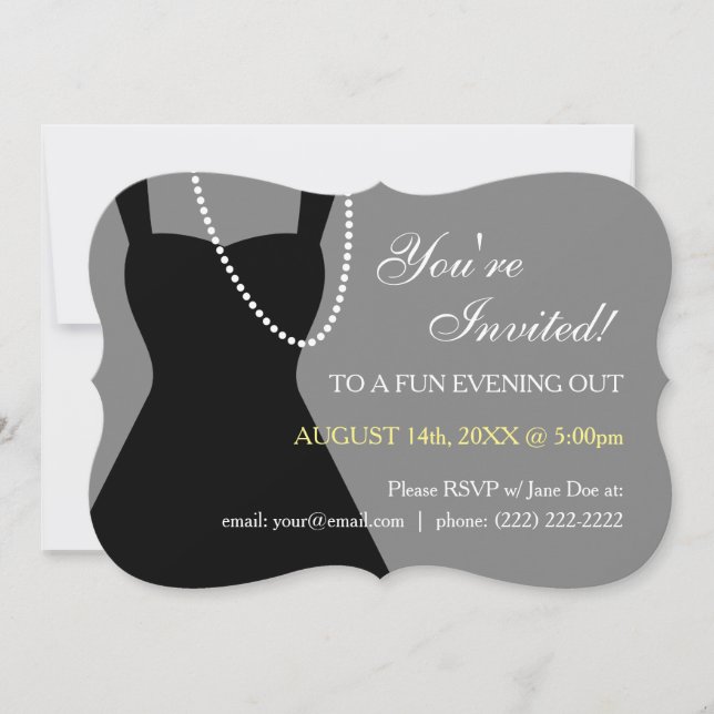 Cartes d'invitation pour une soirée petite robe no (Devant)