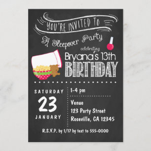 Cartes d'invitation pour une soirée pyjama d'anniv