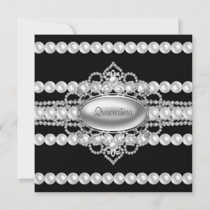 Cartes d'invitation Quinceanera Diamants Perles No