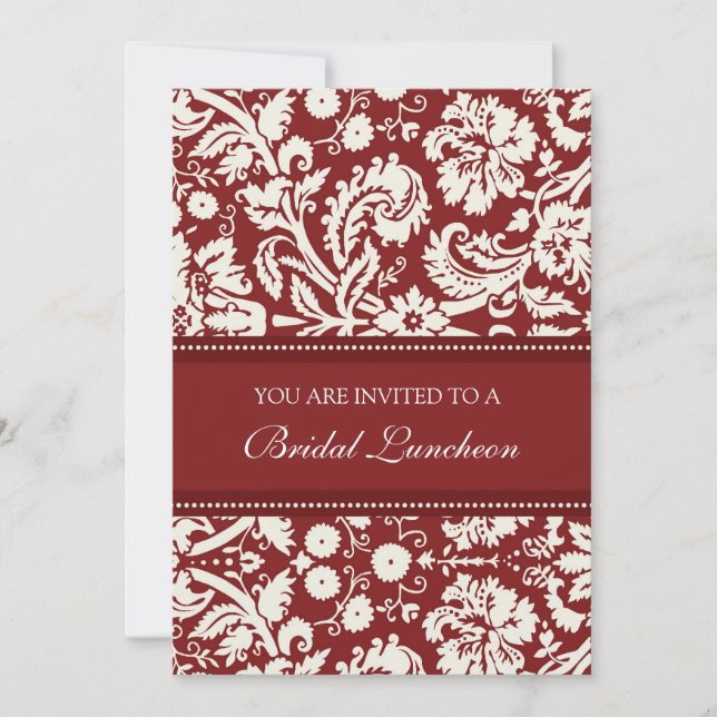 Cartes d'invitation Red Damask Bridal (Devant)