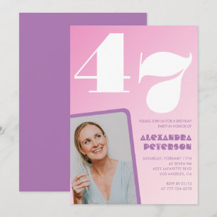 Cartes d'invitation rose groovy 47ème anniversaire