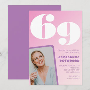 Cartes d'invitation rose groovy 69ème anniversaire