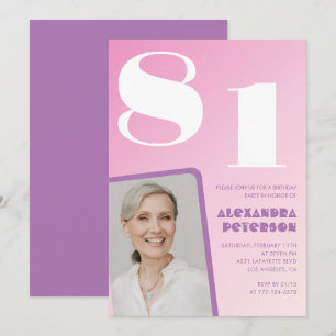 Cartes d'invitation rose Groovy 81ème anniversaire