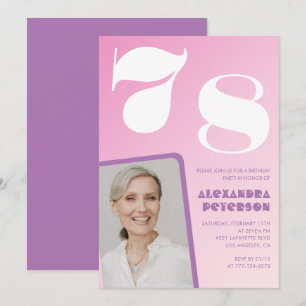 Cartes d'invitation rose groovy pour 78ème anniver