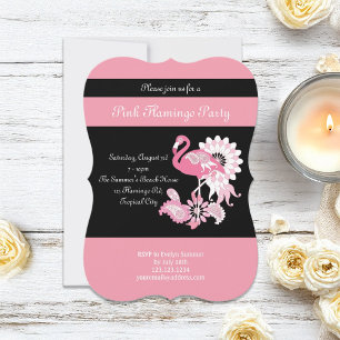 Cartes d'invitation rose noir moderne pour une fêt