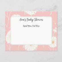 Cartes d'invitation rose Pissenlit en relief