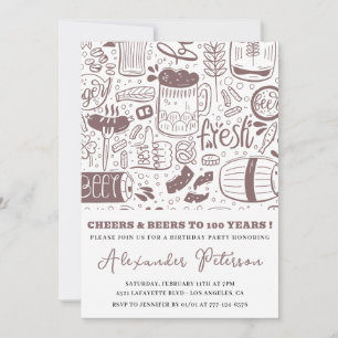 Cartes d'invitation rustiques 100ème anniversaire 