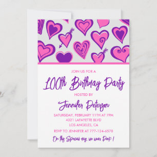 Cartes d'invitation simples pour 100e anniversaire