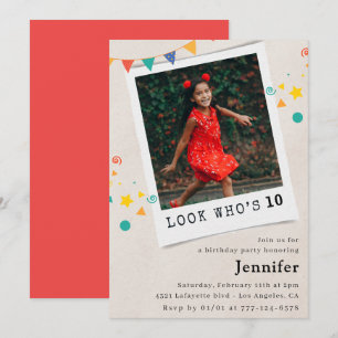 Cartes d'invitation simples pour 10 ans fille phot