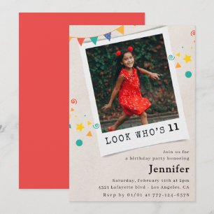 Cartes d'invitation simples pour 11 ans fille Phot