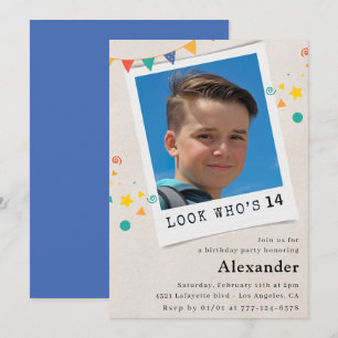 Cartes d'invitation simples pour 14 ans avec photo