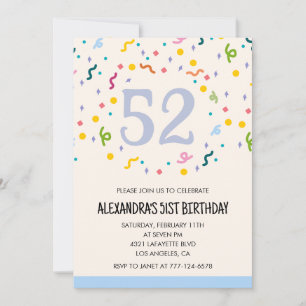 Cartes d'invitation simples pour 52ème anniversair