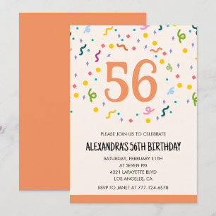 Cartes d'invitation simples pour 56 ans avec confe